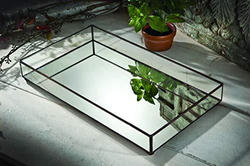 Mirrored Glass Tray Decorative Bathroom Vanity Cosmetic Makeup Organizer