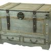 Rustic Gray Large Wooden Storage Trunk Coffee Table