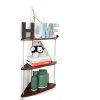 ASLINY Rustic Floating Corner Shelves Wall Mounted, 3 Tier Wood Storage