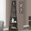 Monarch Specialties,  Corner Bookcase, Dark Taupe Reclaimed-Look