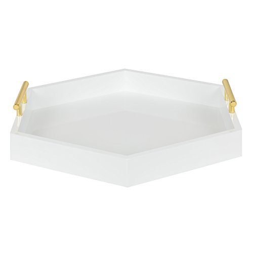 Kate and Laurel Lipton Hexagon Decorative Tray with Polished Metal Handles