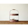 Creative Co-Op Red Metal Oval 2 Tier Tray