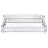 Giovanni White Mirror Top Serving Tray, Rectangular Metal Ornate