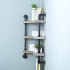 MBQQ 3-Tier Industrial Pipe Shelf,Rustic Corner Shelves