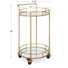Kate and Laurel Deveaux 2 Shelf Modern-Glam Round Metal and Mirror Rolling