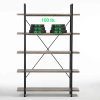 HSH Furniture 5-Shelf Vintage Industrial Rustic Bookshelf