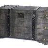 Distressed Black Large Wooden Storage Trunk Coffee Table