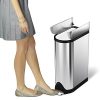 simplehuman 18 Liter / 4.8 Gallon Butterfly Lid Kitchen Step Trash Can