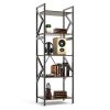 DEWEL 5-Shelf Bookshelf Vintage Industrial Rustic Bookshelf Rack