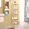 SONGMICS 100% 5-Tier Bamboo Bathroom Shelf, Narrow Shelving Unit