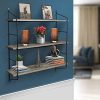 Sorbus Floating Shelf with Metal Brackets - Wall Mounted Rustic Wood Wall
