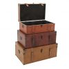 Deco 79 56670 Large Brown, Burgundy, Tan Leather & Wood Storage Trunks