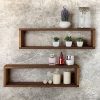 MyGift Natural Wood Finish Wood Wall Mounted 24-Inch Floating Shelf