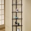 Maximize Small Spaces with This 5-Shelf Corner Bookcase – Stylish Cappuccino Wood Finish for Modern Homes