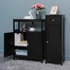 Streamlined Storage: Iwell Small Bathroom Floor Cabinet in Elegant Black