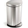 simplehuman 10 Liter / 2.3 Gallon Stainless Steel Small Semi-Round Bathroom Step