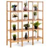 COSTWAY Bamboo Utility Shelf Bathroom Rack Plant Display Stand