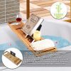 J & S Premium Bamboo Bathtub Caddy Tray - Bamboo Wooden