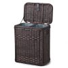 The Basket Lady Divided Wicker Recycling Basket with Removable Metal Liner