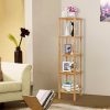 SONGMICS 100% 5-Tier Bamboo Bathroom Shelf, Narrow Shelving Unit