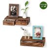 Emfogo Floating Shelf with Drawer Rustic Wood Wall Shelves for Storage