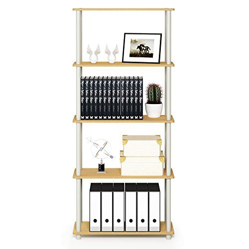 Turn-N-Tube 5-Tier Multipurpose Shelf - Stylish Storage Solution for Every Room, Easy Assembly, High-Quality Materials - Beech/Whit