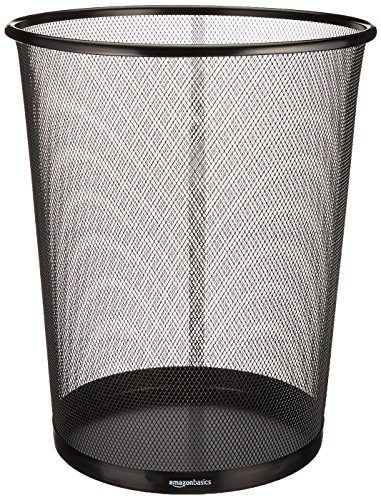 AmazonBasics Mesh Trash Can Wastebasket, Black