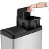 Costzon Dual Step Trash Can, 16 Gallon Stainless Steel Pedal Bin