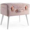 Beautify Pearlized Pink Velvet Storage Stool Trunk Organizer