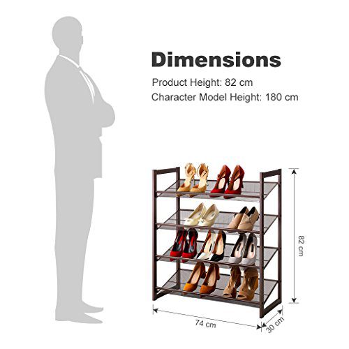 LANGRIA 4-Tier Metal Shoe Rack Utility Shoe Tower Shoe Organizer Shelf