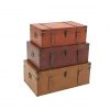Deco 79 56670 Large Brown, Burgundy, Tan Leather & Wood Storage Trunks