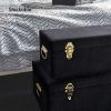 Beautify Black Velvet Decorative Storage Trunk Set with Brass Clasps
