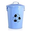 Silky Road Recycling Bin with Lid in Retro Baby Blue Galvanized Stainless Steel