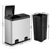 Costzon Dual Step Trash Can, 16 Gallon Stainless Steel Pedal Bin