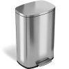 iTouchless SoftStep 13.2 Gallon Stainless Steel Step Trash Can with Odor Control System, 50 Liter Pedal Garbage Bin for Kitchen, Office, Home - Silent and Gentle Open and Close