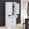 HOMCOM 72" Traditional Colonial Standing Kitchen Pantry Cupboard Cabinet
