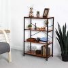 3-Shelf Industrial Bookshelf, Wood and Metal Bookcase