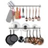 Wallniture Kitchen Wall Mount Rail Towel Bar Rack with Hooks Stainless Steel