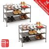 Seville Classics 3-Tier Stackable 9-Pair Woodgrain Resin Slat