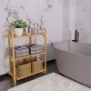 BAMFOX Bamboo Bookshelf,Bookcase and Storage Shelf with 3 Tiers