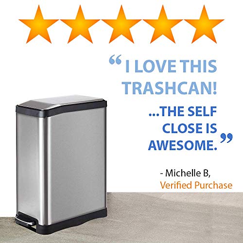 HomeZone 45-Liter/ 12 Gallon Stainless Steel Rectangular Step Kitchen Trash Can