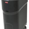 Taltintoo20 Black Wheeled Trash Can with Lid Opens to Either 80 Degrees Size