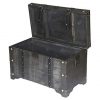 Distressed Black Large Wooden Storage Trunk Coffee Table