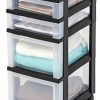 IRIS 4-Drawer Rolling Storage Cart with Organizer Top