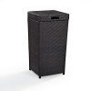 Large Brown Wicker Waste Basket with Lid Wastebasket Poolside Garbage