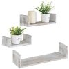 MyGift Wall Mounted Wood U-Shaped Floating Shelves