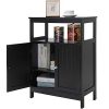 Iwell Bathroom Floor Storage Cabinet with 1 Adjustable Shelf