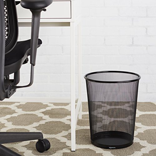 AmazonBasics Mesh Trash Can Wastebasket, Black
