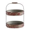 Creative Co-Op Red Metal Oval 2 Tier Tray