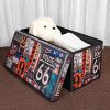 B FSOBEIIALEO Folding Storage Ottoman Bench with Faux Leather Footrest Seat